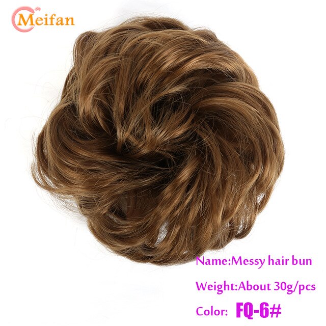 MEIFAN Synthetic Elastic Hair Scrunchie Curly Chignons Hair Rope Natural Fake Hair Bun Curly Clip in Hair Ponytails Extensions