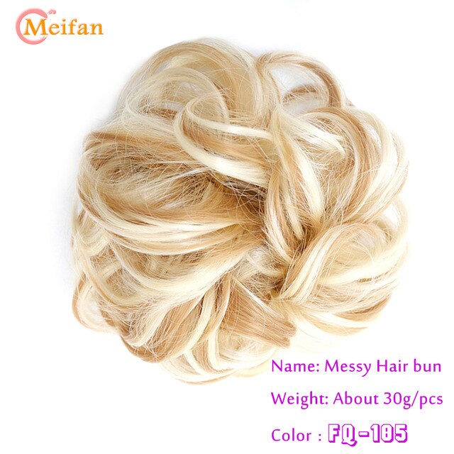MEIFAN Synthetic Elastic Hair Scrunchie Curly Chignons Hair Rope Natural Fake Hair Bun Curly Clip in Hair Ponytails Extensions