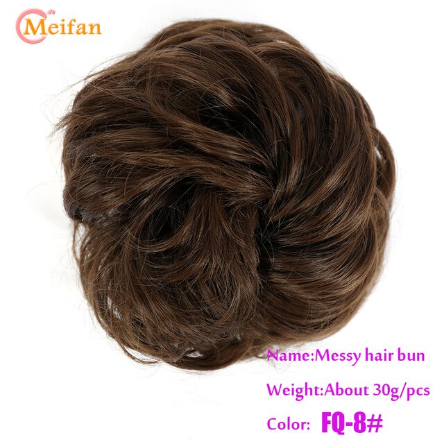 MEIFAN Synthetic Elastic Hair Scrunchie Curly Chignons Hair Rope Natural Fake Hair Bun Curly Clip in Hair Ponytails Extensions