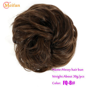 MEIFAN Synthetic Elastic Hair Scrunchie Curly Chignons Hair Rope Natural Fake Hair Bun Curly Clip in Hair Ponytails Extensions
