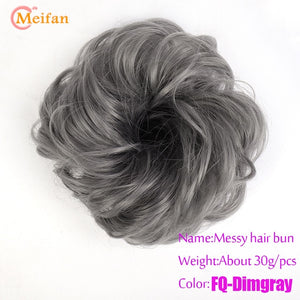 MEIFAN Synthetic Elastic Hair Scrunchie Curly Chignons Hair Rope Natural Fake Hair Bun Curly Clip in Hair Ponytails Extensions