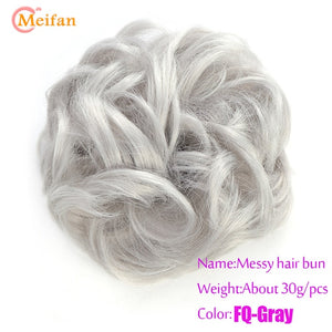 MEIFAN Synthetic Elastic Hair Scrunchie Curly Chignons Hair Rope Natural Fake Hair Bun Curly Clip in Hair Ponytails Extensions