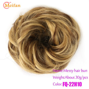 MEIFAN Synthetic Elastic Hair Scrunchie Curly Chignons Hair Rope Natural Fake Hair Bun Curly Clip in Hair Ponytails Extensions