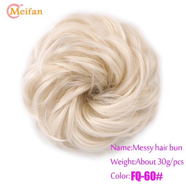 MEIFAN Synthetic Elastic Hair Scrunchie Curly Chignons Hair Rope Natural Fake Hair Bun Curly Clip in Hair Ponytails Extensions