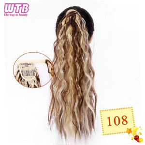 WTB 22" Long Wavy Wrap Around Clip In Ponytail Hair Extension Heat Resistant Synthetic Natural Wave Pony Tail Fake Hair