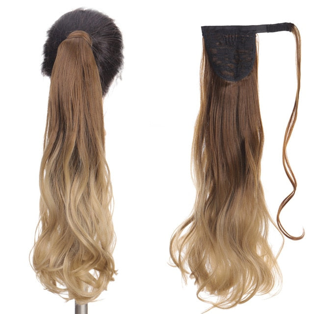 AOOSOO 24 inch Silky Straight Synthetic Clip in Drawstring Ponytail Hairpieces for Women Hair Extension High Temperature Fiber