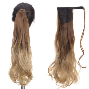 AOOSOO 24 inch Silky Straight Synthetic Clip in Drawstring Ponytail Hairpieces for Women Hair Extension High Temperature Fiber
