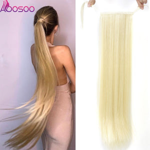 Long Silky Straight Ponytails Clip In Synthetic Pony Tail Heat Resistant Fake Hair Extension wrap round hairpiece 18-32 inch