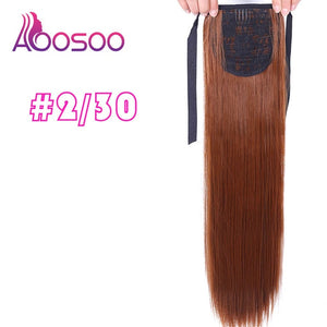 Long Silky Straight Ponytails Clip In Synthetic Pony Tail Heat Resistant Fake Hair Extension wrap round hairpiece 18-32 inch