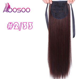 Long Silky Straight Ponytails Clip In Synthetic Pony Tail Heat Resistant Fake Hair Extension wrap round hairpiece 18-32 inch