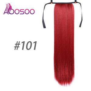 Long Silky Straight Ponytails Clip In Synthetic Pony Tail Heat Resistant Fake Hair Extension wrap round hairpiece 18-32 inch