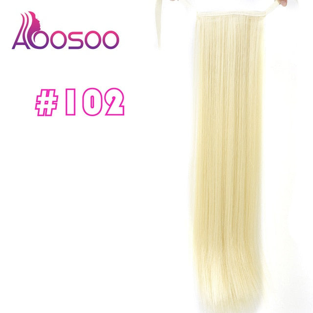 Long Silky Straight Ponytails Clip In Synthetic Pony Tail Heat Resistant Fake Hair Extension wrap round hairpiece 18-32 inch