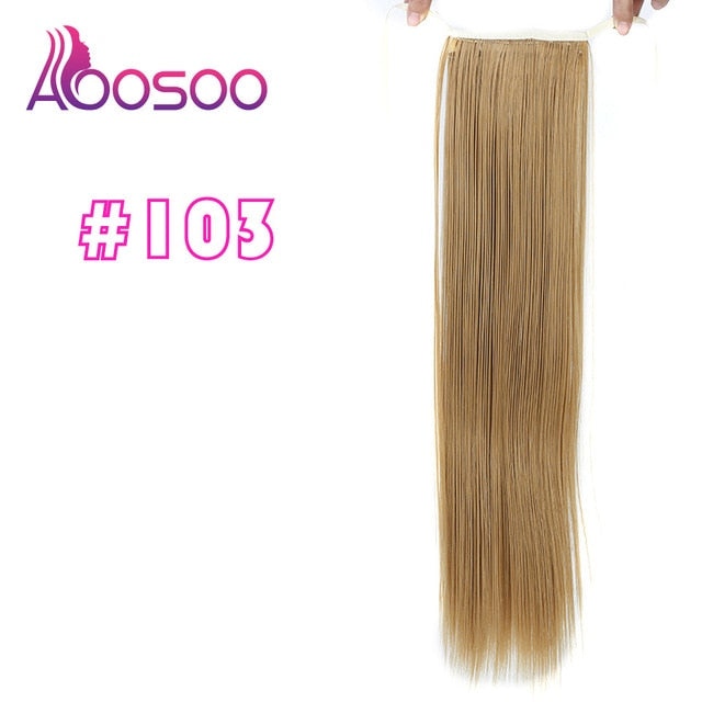 Long Silky Straight Ponytails Clip In Synthetic Pony Tail Heat Resistant Fake Hair Extension wrap round hairpiece 18-32 inch