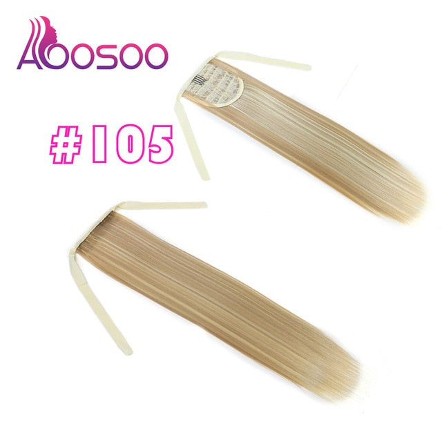 Long Silky Straight Ponytails Clip In Synthetic Pony Tail Heat Resistant Fake Hair Extension wrap round hairpiece 18-32 inch