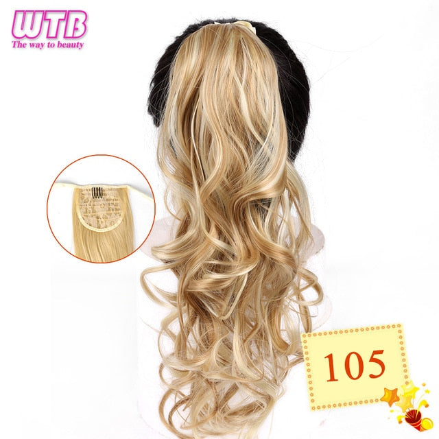 WTB 22" Long Straight Ponytails for Women Heat Resistant Synthetic Drawstring Fake Hair Pony Tail Extensions