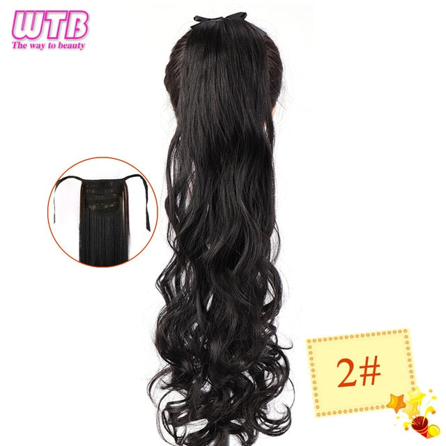 WTB 22" Long Straight Ponytails for Women Heat Resistant Synthetic Drawstring Fake Hair Pony Tail Extensions