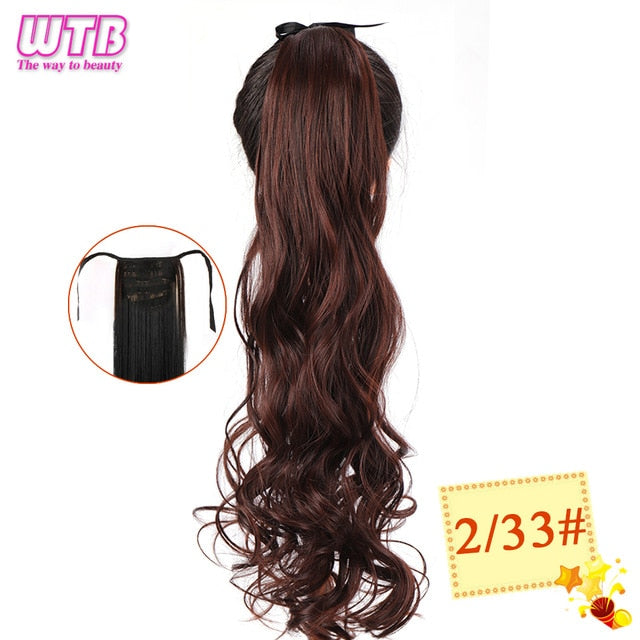 WTB 22" Long Straight Ponytails for Women Heat Resistant Synthetic Drawstring Fake Hair Pony Tail Extensions