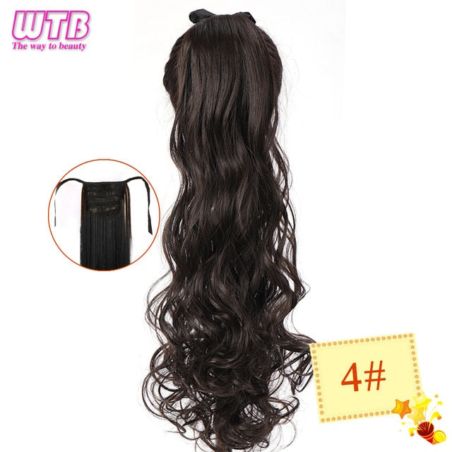 WTB 22" Long Straight Ponytails for Women Heat Resistant Synthetic Drawstring Fake Hair Pony Tail Extensions