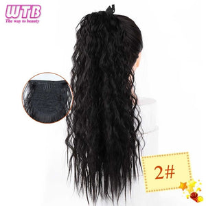 WTB 22" Long Straight Ponytails for Women Heat Resistant Synthetic Drawstring Fake Hair Pony Tail Extensions