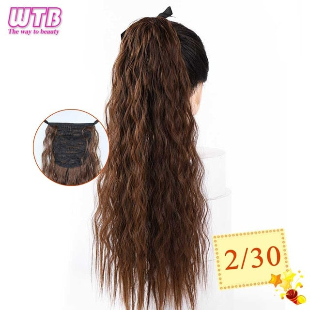 WTB 22" Long Straight Ponytails for Women Heat Resistant Synthetic Drawstring Fake Hair Pony Tail Extensions