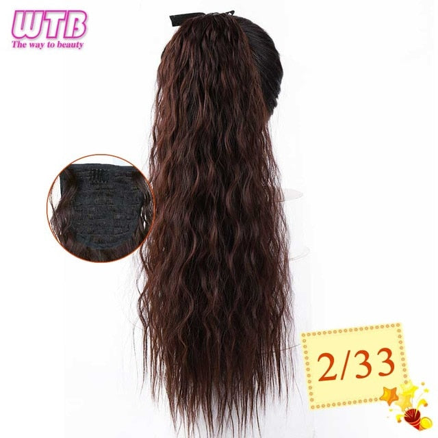 WTB 22" Long Straight Ponytails for Women Heat Resistant Synthetic Drawstring Fake Hair Pony Tail Extensions