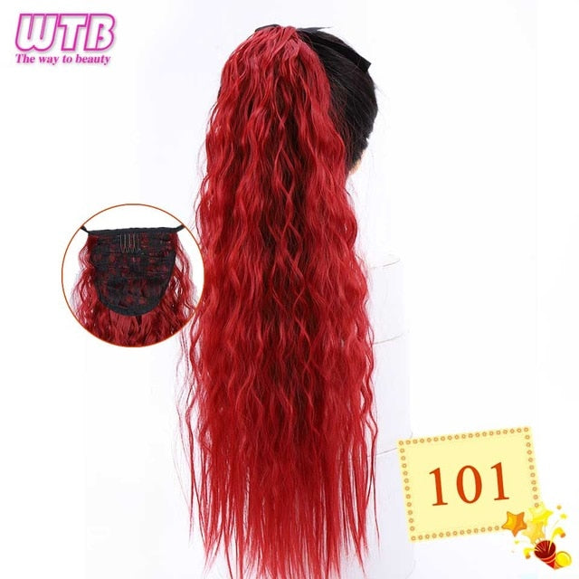 WTB 22" Long Straight Ponytails for Women Heat Resistant Synthetic Drawstring Fake Hair Pony Tail Extensions