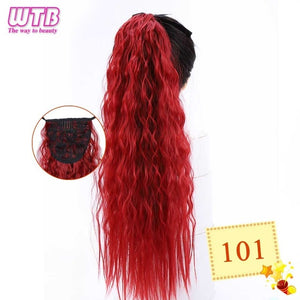 WTB 22" Long Straight Ponytails for Women Heat Resistant Synthetic Drawstring Fake Hair Pony Tail Extensions