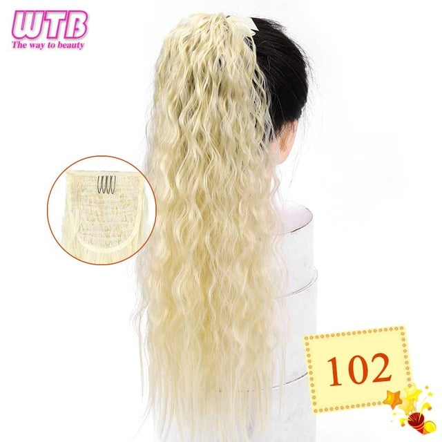 WTB 22" Long Straight Ponytails for Women Heat Resistant Synthetic Drawstring Fake Hair Pony Tail Extensions