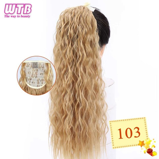 WTB 22" Long Straight Ponytails for Women Heat Resistant Synthetic Drawstring Fake Hair Pony Tail Extensions
