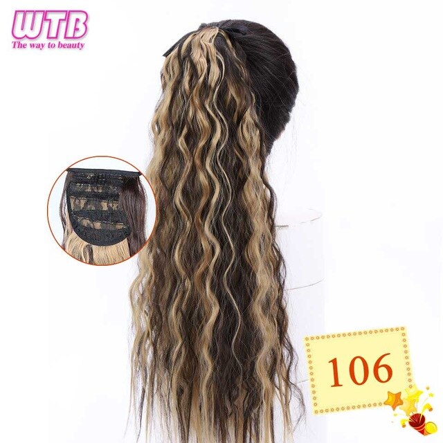 WTB 22" Long Straight Ponytails for Women Heat Resistant Synthetic Drawstring Fake Hair Pony Tail Extensions
