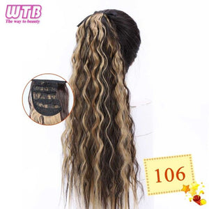 WTB 22" Long Straight Ponytails for Women Heat Resistant Synthetic Drawstring Fake Hair Pony Tail Extensions