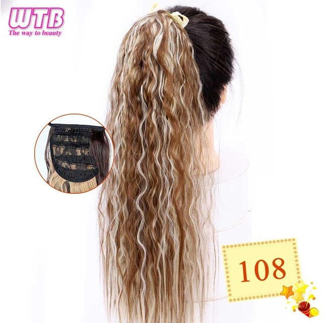 WTB 22" Long Straight Ponytails for Women Heat Resistant Synthetic Drawstring Fake Hair Pony Tail Extensions