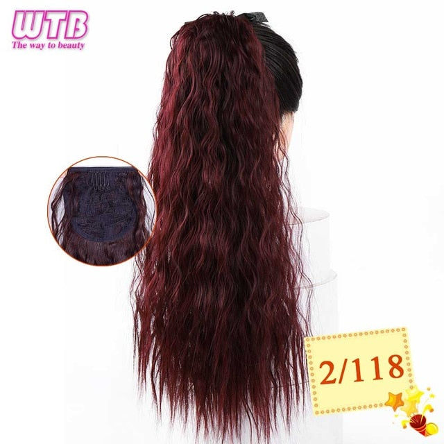 WTB 22" Long Straight Ponytails for Women Heat Resistant Synthetic Drawstring Fake Hair Pony Tail Extensions