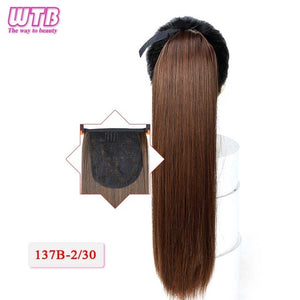 WTB 22" Long Straight Ponytails for Women Heat Resistant Synthetic Drawstring Fake Hair Pony Tail Extensions
