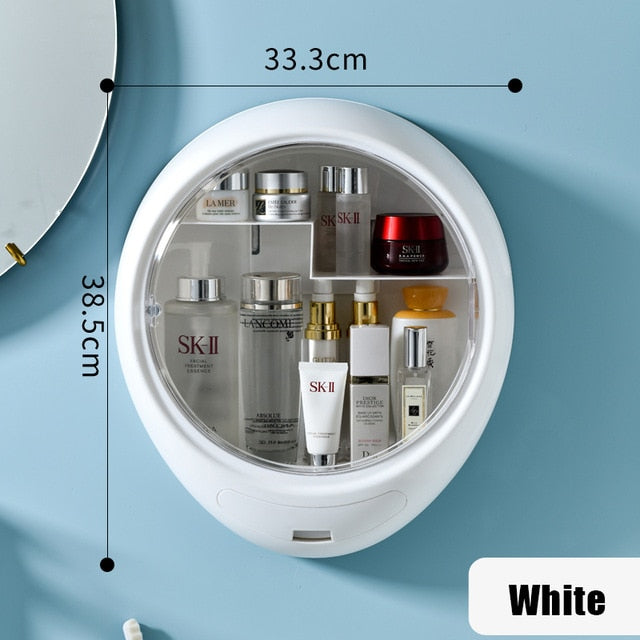 NEW Bathroom Wall-mounted Makeup Organizer Punch-free Large Capacity Jewelry Cosmetic Storage Box Women Skin Care Beauty Rack