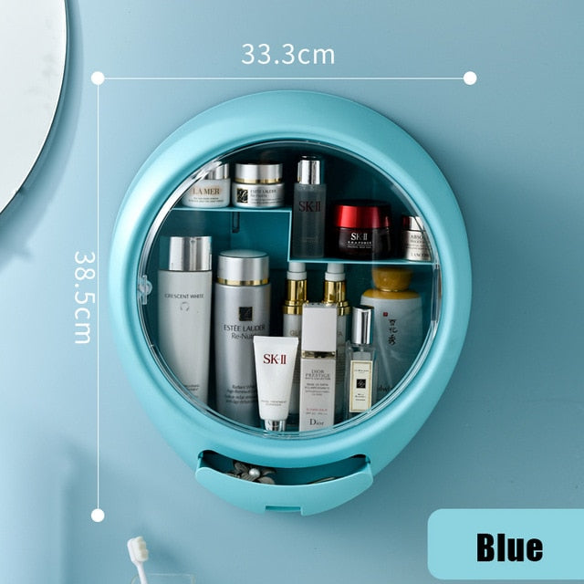 NEW Bathroom Wall-mounted Makeup Organizer Punch-free Large Capacity Jewelry Cosmetic Storage Box Women Skin Care Beauty Rack