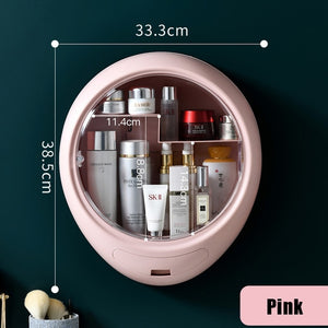 NEW Bathroom Wall-mounted Makeup Organizer Punch-free Large Capacity Jewelry Cosmetic Storage Box Women Skin Care Beauty Rack