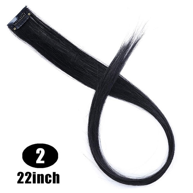 Lupu Rainbow Highlighted Hair Girl One Chip In Hair Extension Synthetic Long Straight Hair Clip Hair Clip Straight Hair
