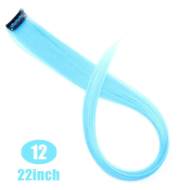 Lupu Rainbow Highlighted Hair Girl One Chip In Hair Extension Synthetic Long Straight Hair Clip Hair Clip Straight Hair