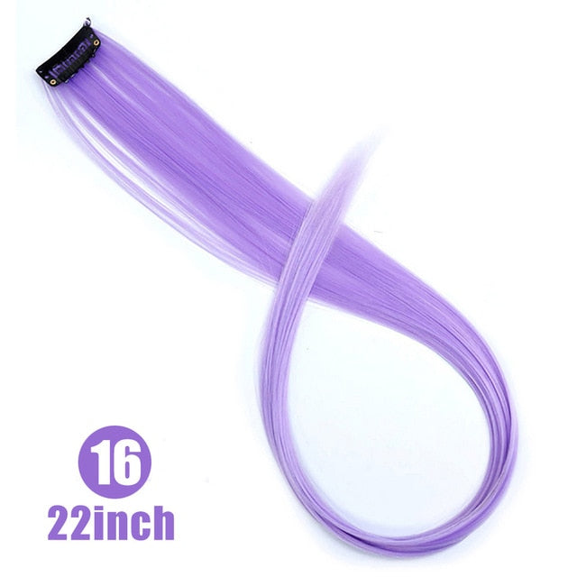 Lupu Rainbow Highlighted Hair Girl One Chip In Hair Extension Synthetic Long Straight Hair Clip Hair Clip Straight Hair