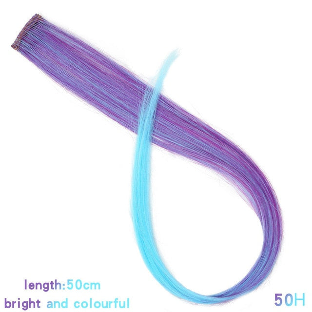 Lupu Rainbow Highlighted Hair Girl One Chip In Hair Extension Synthetic Long Straight Hair Clip Hair Clip Straight Hair
