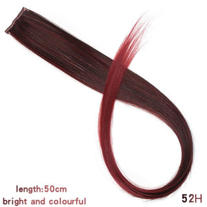 Lupu Rainbow Highlighted Hair Girl One Chip In Hair Extension Synthetic Long Straight Hair Clip Hair Clip Straight Hair