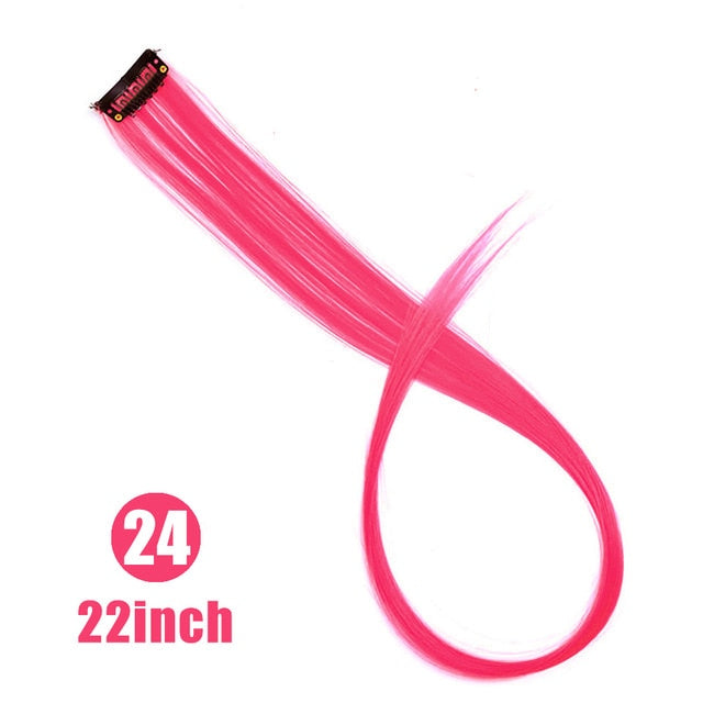 Lupu Rainbow Highlighted Hair Girl One Chip In Hair Extension Synthetic Long Straight Hair Clip Hair Clip Straight Hair