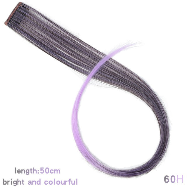 Lupu Rainbow Highlighted Hair Girl One Chip In Hair Extension Synthetic Long Straight Hair Clip Hair Clip Straight Hair