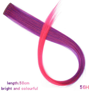 Lupu Rainbow Highlighted Hair Girl One Chip In Hair Extension Synthetic Long Straight Hair Clip Hair Clip Straight Hair