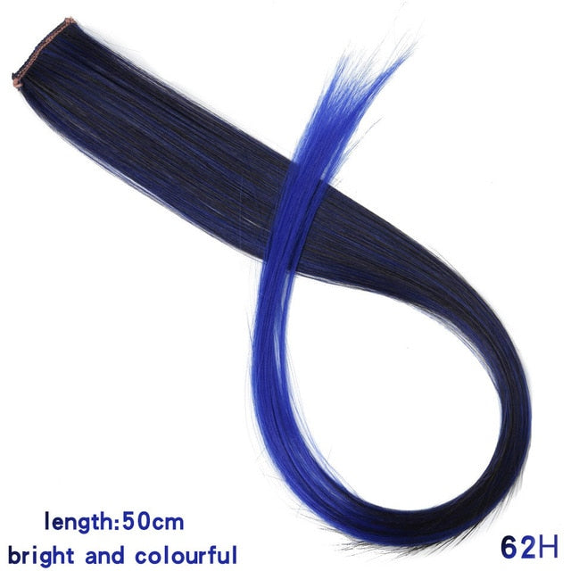 Lupu Rainbow Highlighted Hair Girl One Chip In Hair Extension Synthetic Long Straight Hair Clip Hair Clip Straight Hair