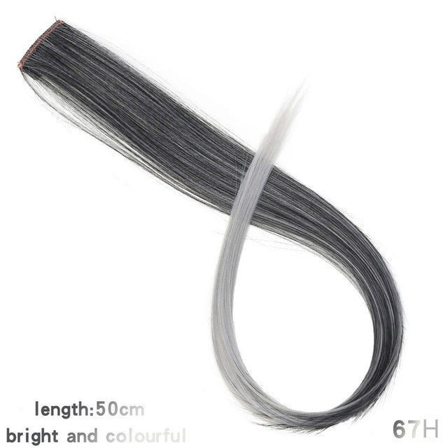 Lupu Rainbow Highlighted Hair Girl One Chip In Hair Extension Synthetic Long Straight Hair Clip Hair Clip Straight Hair