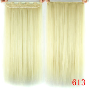 Soowee Long Straight Women Clip in Hair Extensions Black Brown High Tempreture Synthetic Hair Piece