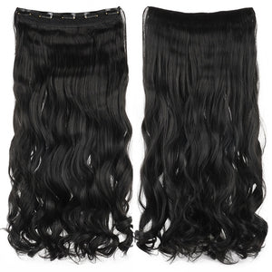 Soowee Long Straight Women Clip in Hair Extensions Black Brown High Tempreture Synthetic Hair Piece