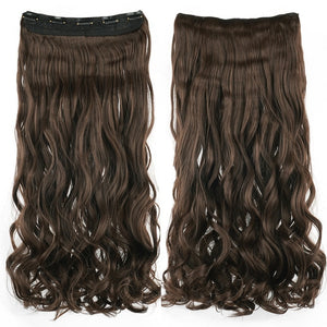 Soowee Long Straight Women Clip in Hair Extensions Black Brown High Tempreture Synthetic Hair Piece